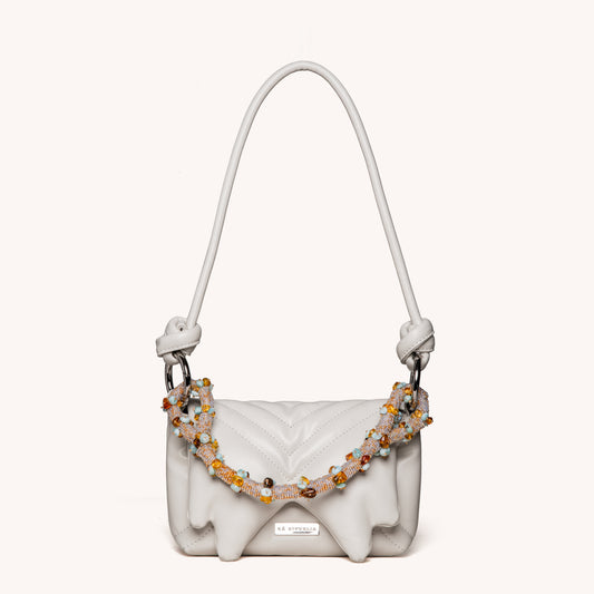 Ibakari Bag Off White Amber & Larimar Charm